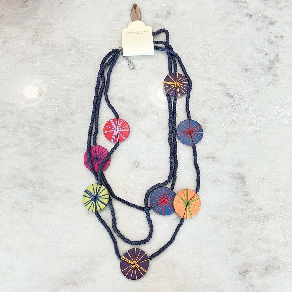 Coldwater Creek Multistrand wooden bead disk necklace